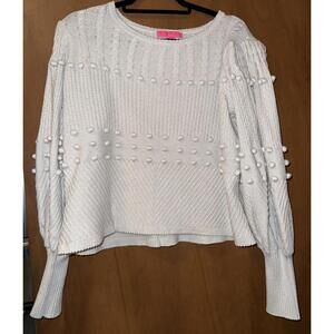 Lilly Pulitzer womens Gray Cable Knit Sweater XL Cottagecore Dainty Fairy preppy
